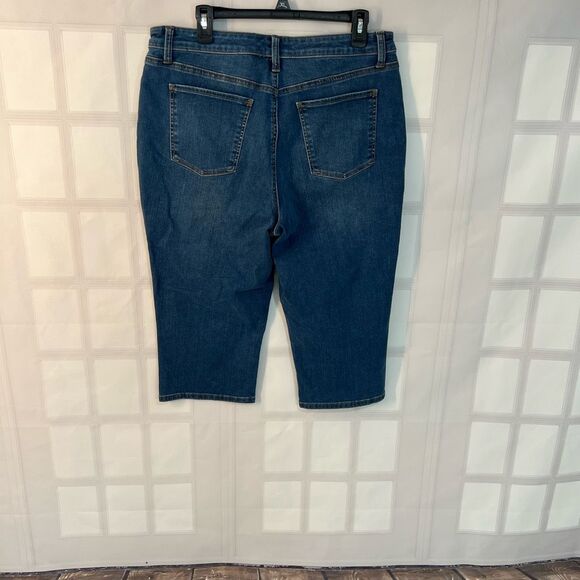 Talbots Blue Whiskered Cotton Blended Pedal Pusher Jean Size 14 - Picture 5 of 10